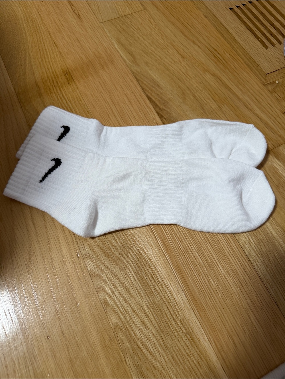 Nike White Crew Athletic Socks with Black Swoosh - Pair.Cotton